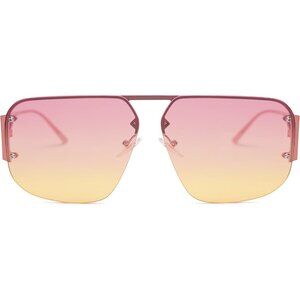 Trendy Aviator Sunglasses Mens Womens Retro Metal Rimless Pink Frame Shades